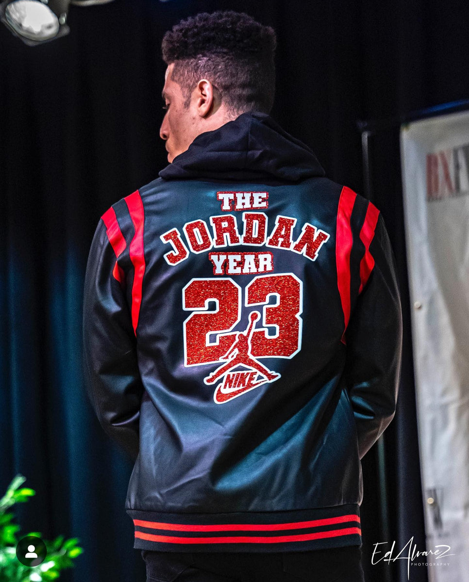 Leather Jacket Jordan Varsity Hoodie Black And Red The Jordan