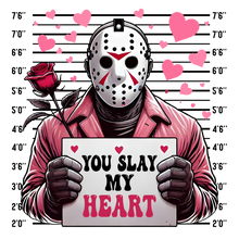 Load image into Gallery viewer, You Slay My Heart - Jason Mugshot Horror Valentine's Shirt