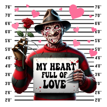 Load image into Gallery viewer, My Heart Full of Love - Freddy Krueger Mugshot Horror Valentine's Shirt
