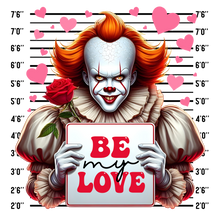 Load image into Gallery viewer, Be My Love - Pennywise Mugshot Horror Valentine's Shirt