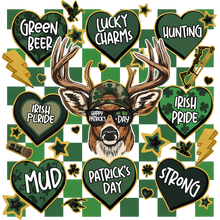 Load image into Gallery viewer, Green Beer &amp; Lucky Charms - Multi-Heart St. Patrick's Day Deer T-Shirt