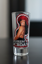 Load image into Gallery viewer, Close-up of shot glass with proportional laminated sticker
