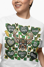 Load image into Gallery viewer, Green Beer &amp; Lucky Charms - Multi-Heart St. Patrick's Day Deer T-Shirt
