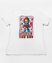 Load image into Gallery viewer, Love is Till The End - Chucky Card Style Valentine's Shirt