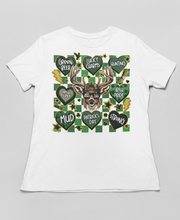Load image into Gallery viewer, Green Beer &amp; Lucky Charms - Multi-Heart St. Patrick's Day Deer T-Shirt