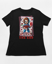 Load image into Gallery viewer, Love is Till The End - Chucky Card Style Valentine's Shirt