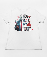 Load image into Gallery viewer, "You Slay My Heart" Jason - Horror Valentine's Shirt