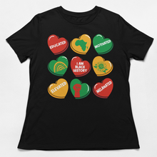 Load image into Gallery viewer, Black History Hearts T-Shirt - Inspirational Sayings